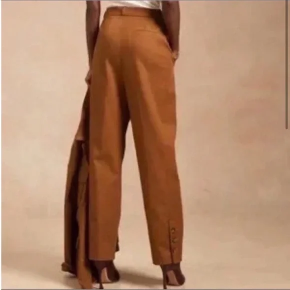 NWT Banana Republic x Harbison High Waist Pleated Safari Suit Pant Brown size 2 - Picture 3 of 16